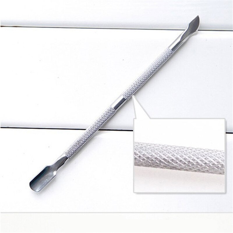 1 uds, empujador de cutícula de acero inoxidable de doble punta, removedor de empuje de piel muerta para pedicura, manicura, arte de uñas, herramienta de cuidado