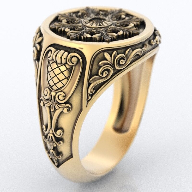 Mannen 925 Zilveren Vintage Overheersend Ring 18K Geel Vergulde Rose Gold Ring Sieraden Ring