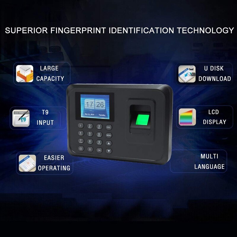 Plugue dos eua, h1 negligente biológico fingerprint password comparecimento máquina empregado registrador de sinal-in