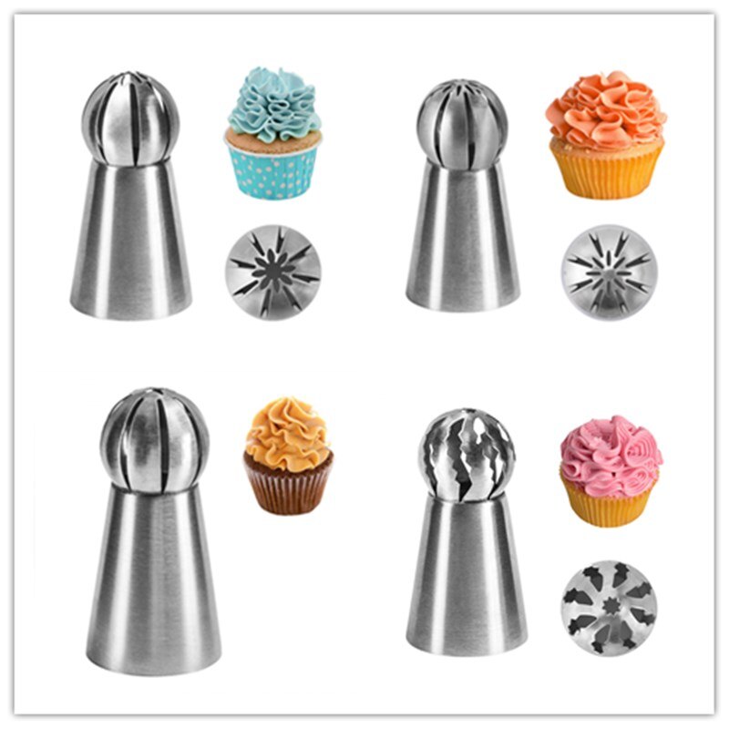 Vogvigo Russische Bal Nozzle 1Pc Rvs Bakkerij Accessoires Cake Decorating Nozzle Tips Cake Decoratie Sugercraft Pastry: 4 pcs