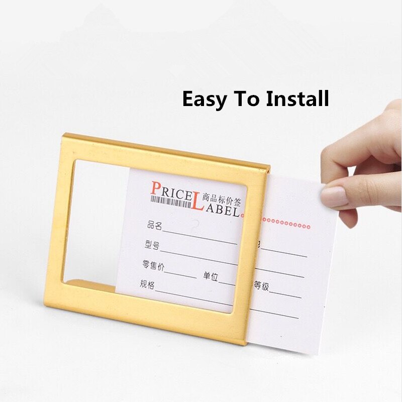 65*49mm Small Aluminum L Shape Mini Sign Holder Display Stand Price Card Tag Label Holder Stand Display