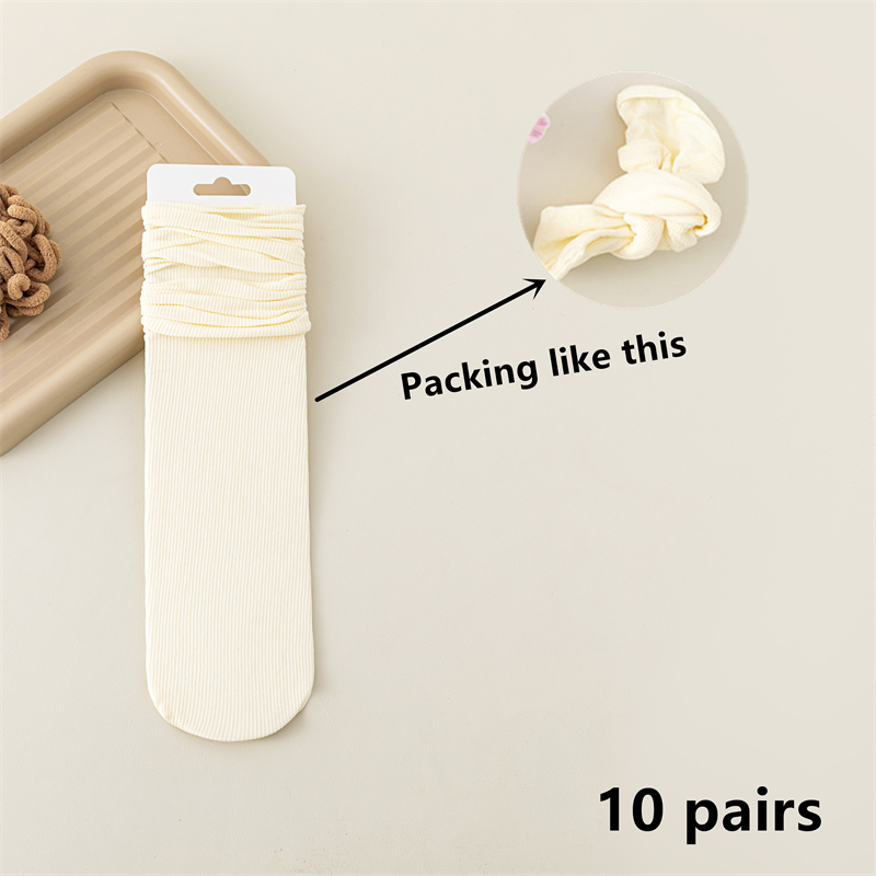 10 paar fleece sokken voor dames, losse, dunne zomersokken, effen kleur, japanse nylon sokken, collegestijl, zacht en ademend: Bruin