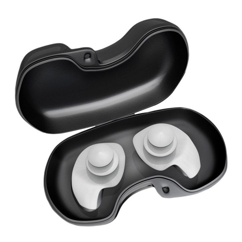 1 Pair Diving Water Sports Swimming Accessories With Collection Box Soft Dust-Proof Ear Silicone Plugs Waterproof Earplugs Gear: white