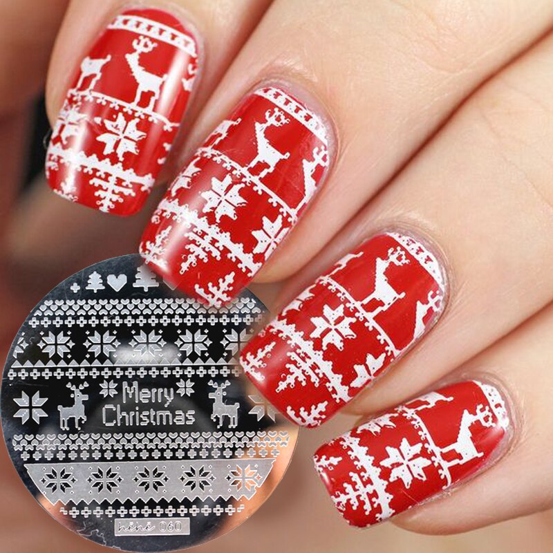 1 Stks Kerst Patroon Nail Stempelen Platen Afbeelding Stempelen Nail Art Manicure Template Nail Stempel Gereedschap
