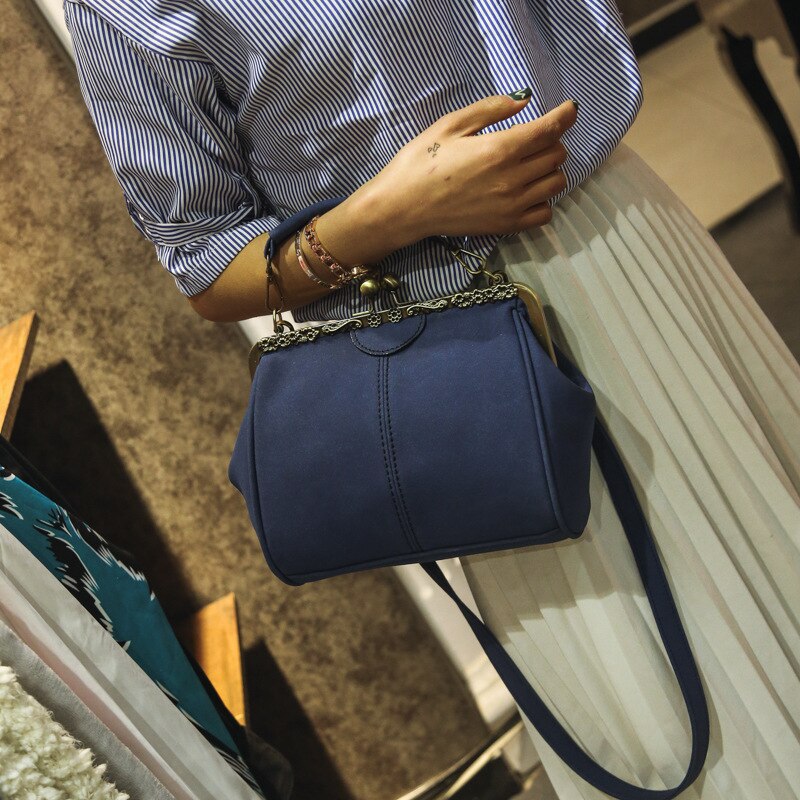 Jahrgang frauen Handtaschen Kuss Schloss Gerahmte Kupplung Tasche Taschen Schulter Umhängetaschen Frauen gefrostet PU Leder Dame Tasche