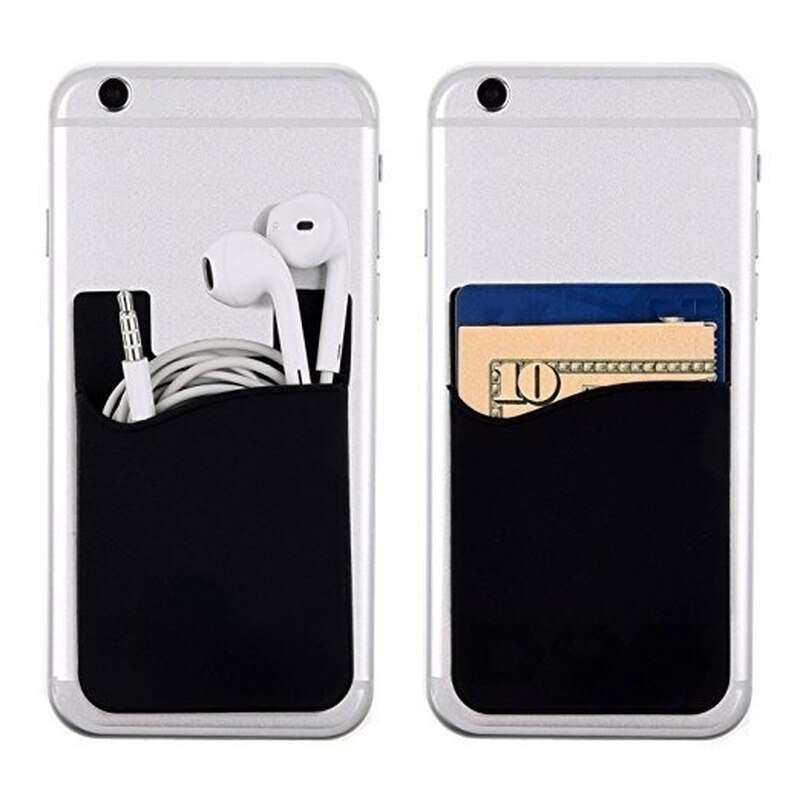 1PCS Silicone Card Cover Mobile Phone Back Pocket Women Men Card Case Elastic Non-slip Cell Phone Stick Adhesive Card Holder