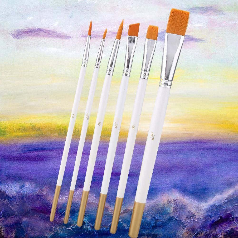 6 Stks/set Kwast Pen Tekening Pen Nylon Haar Penseel Set Art Craft Schilderij Borstel Kit