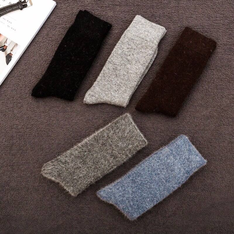 Dikke angola konijnen- en merinowol sokken 3 paar/partij herensokken klassieke zakelijke winter lange sokken
