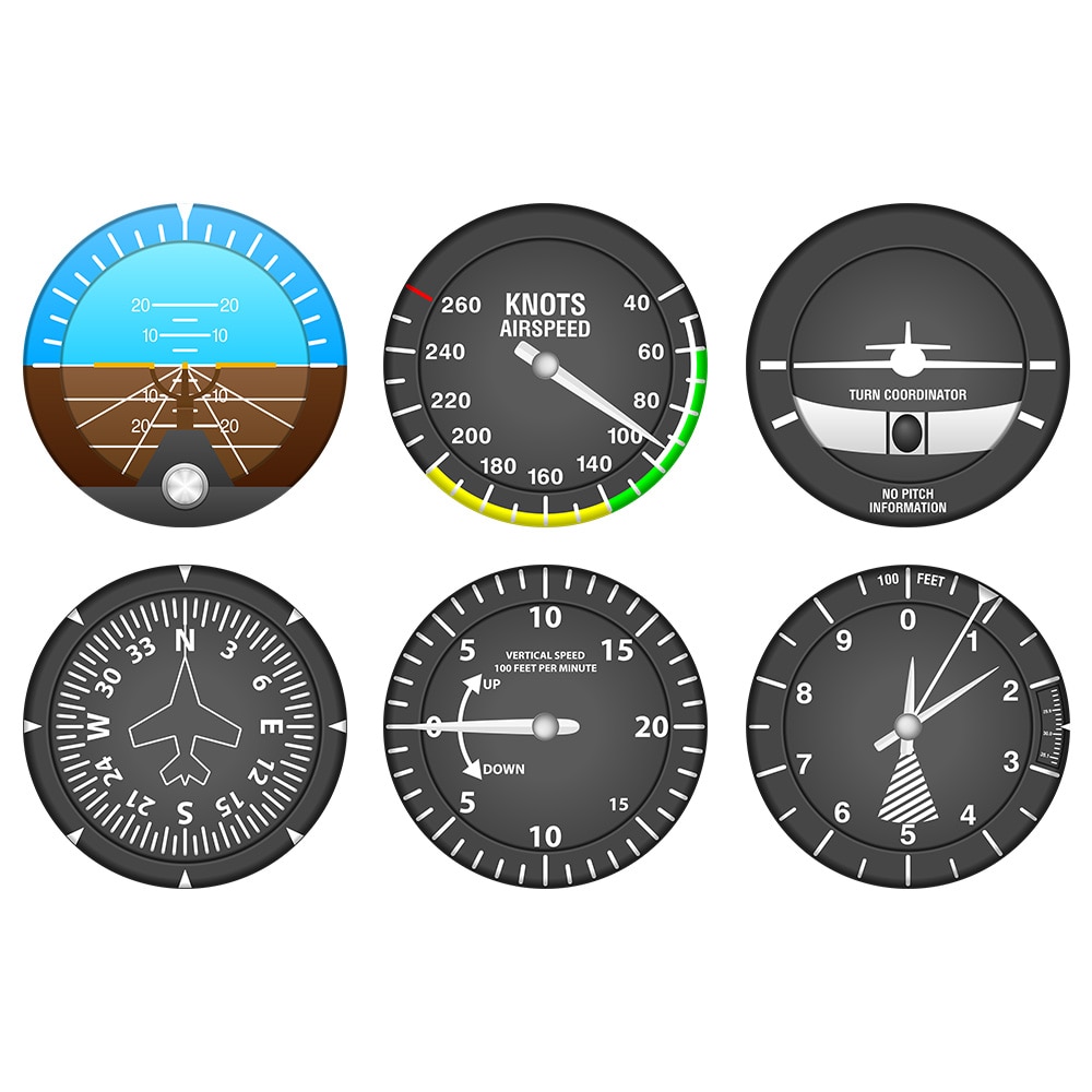 Set  of 6 flygplan instrumentunderlägg moderna flyginstrument cocktailcoaster set navigator hem bar dekor flygare pilot