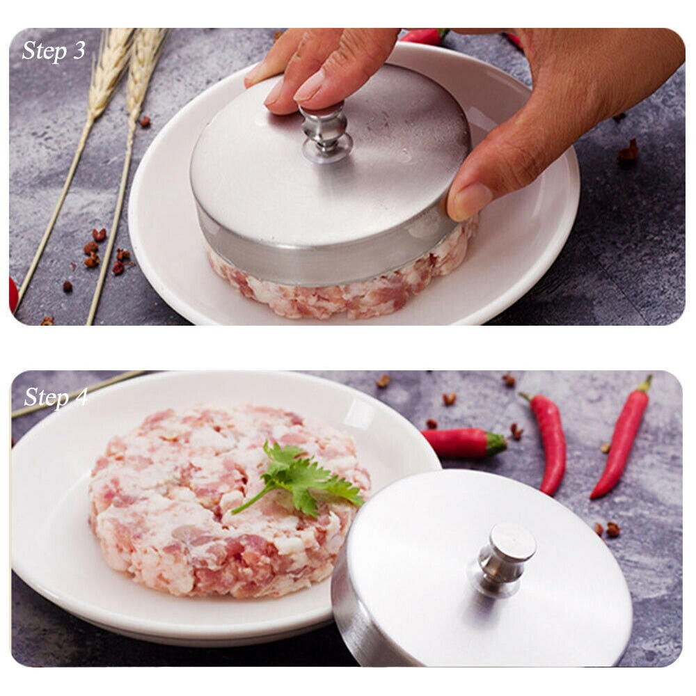 9.5*2cm rostfritt stål non-stick hamburgerpress hamburgerbiffmaskin manuell form silver