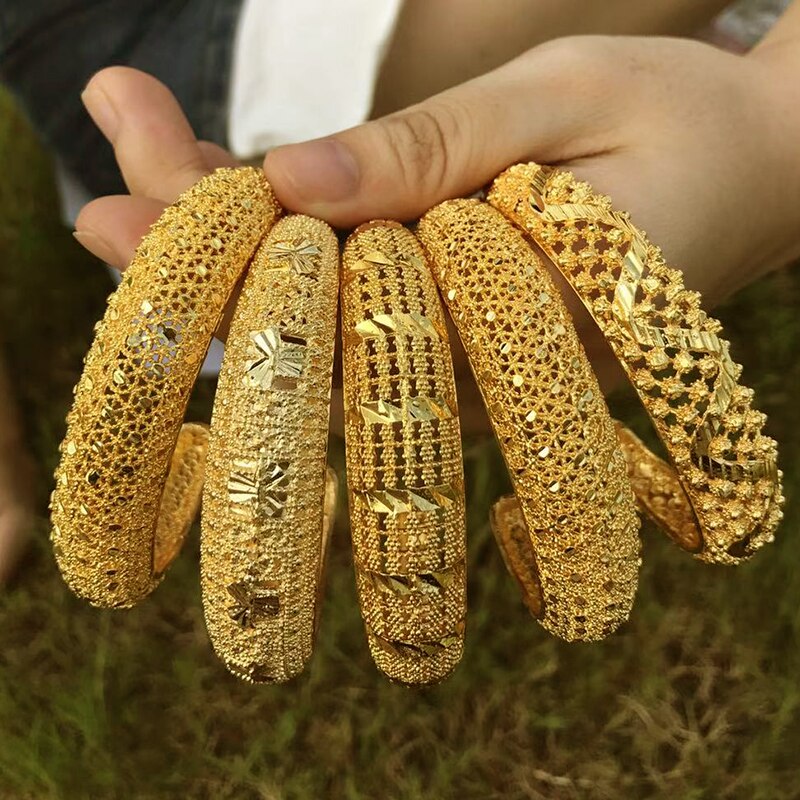 Dubai-brazaletes de oro de Oriente Medio para mujer, pulsera de malla etíope de Arabia Saudita, joyería de boda, africanos