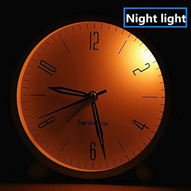 Hanlintime Analog Alarm Uhr, Einfach einstellen Kleine Schreibtisch Uhr, Nicht Ticken, Mit Nacht Licht, batterie angetrieben Super Stille Wecker, B