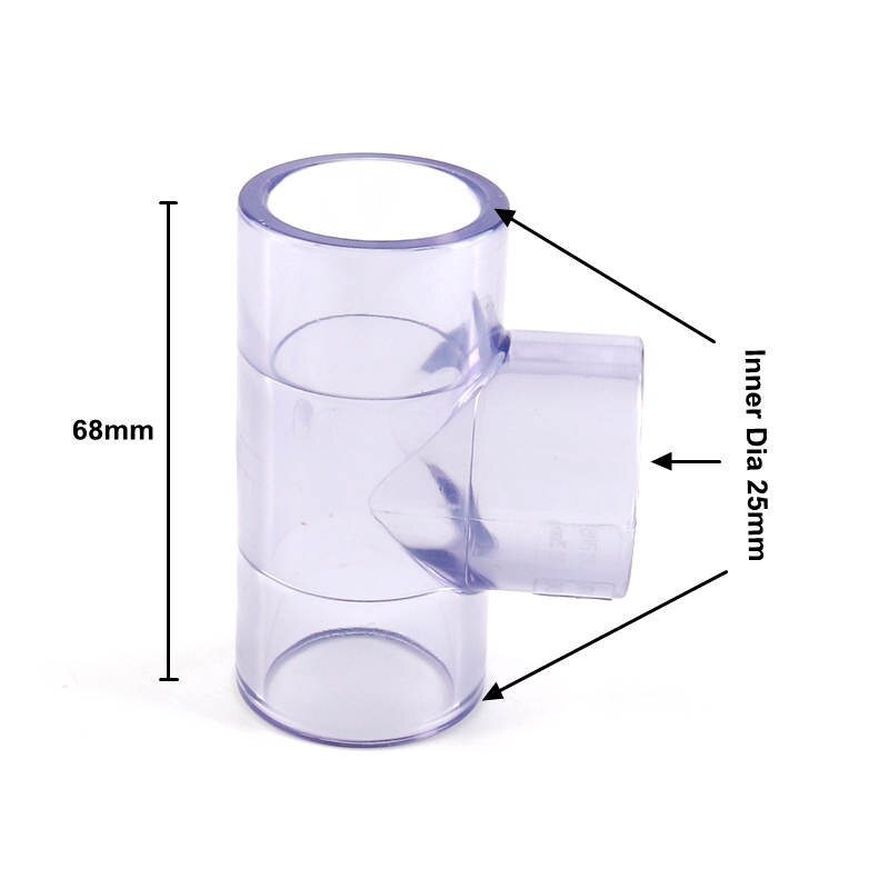 5pcs PVC Transparent Tee Connector Inner Dia 20/25/32mm Blue PVC Joints for Garden Water Pipe UPVC Fittings: Inner Dia 25mm / 25mm
