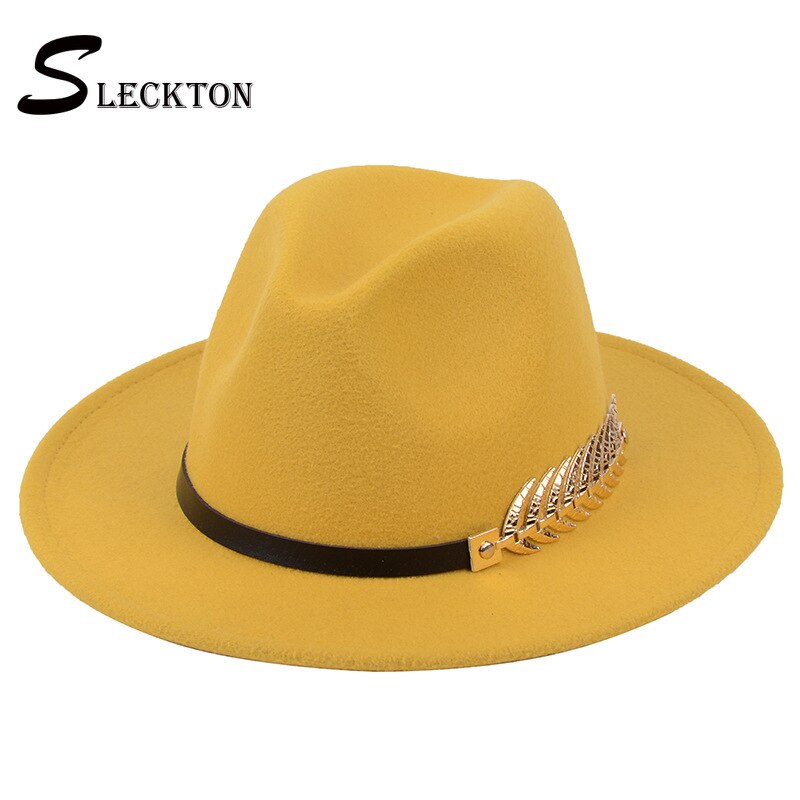 SLECKTON Fedoras Hats for Women Casual Girl Panama Jazz Cap Ladies Woolen Top Hat Men Bowler Hats Unisex Gorras S1078