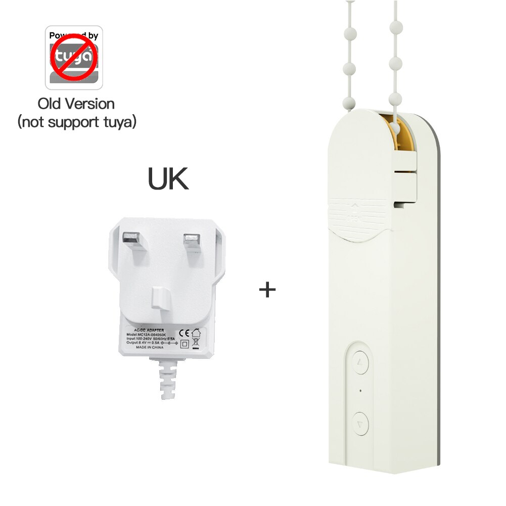 MoesHouse DIY Smart Roller Blinds Drive Motor Motorized Chain Powered By Charger Build-in Bluetooth APP Remote Control.: with UK Adapater