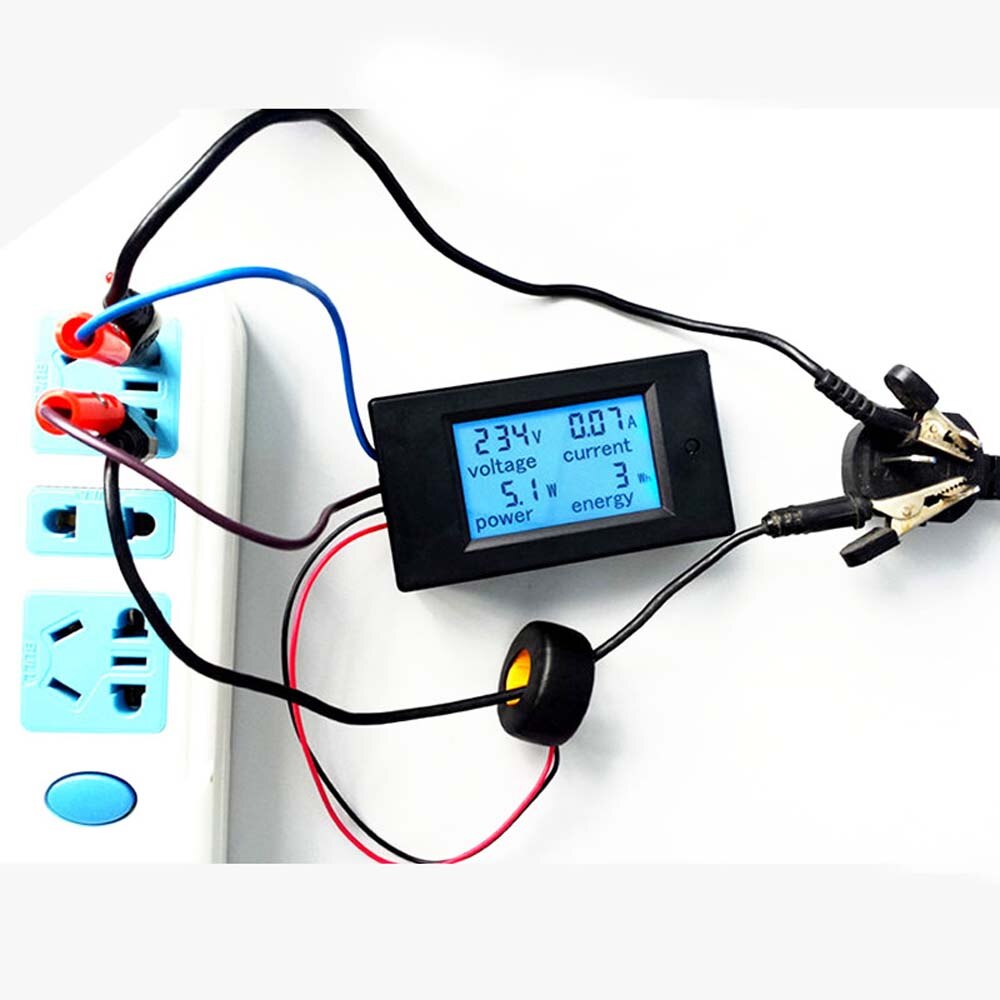 Digital ac spenningsmåler 100a/80 ~ 260v energimåler voltmeter amperemeter led panel monitor ct tilkobling strømmåler