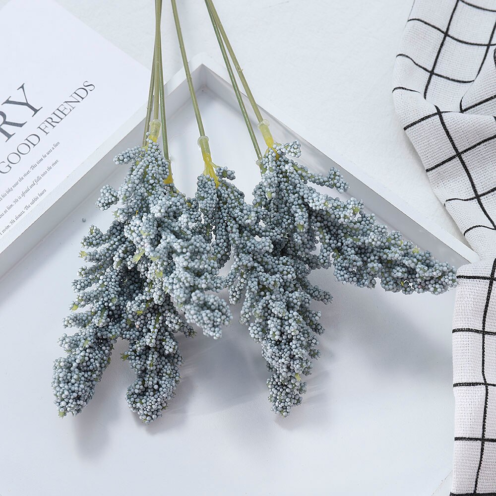 Kunstig vanilje mini skum bær spike kunstige blomster buket til hjemmeplante vægdekoration korn plante bunke