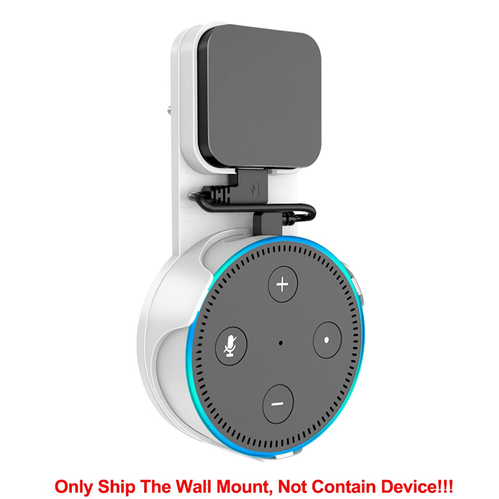 Support mural pour Alexa Echo Dot 2e génération, Support de prise UK/EU avec câble Micro USB: WHITE