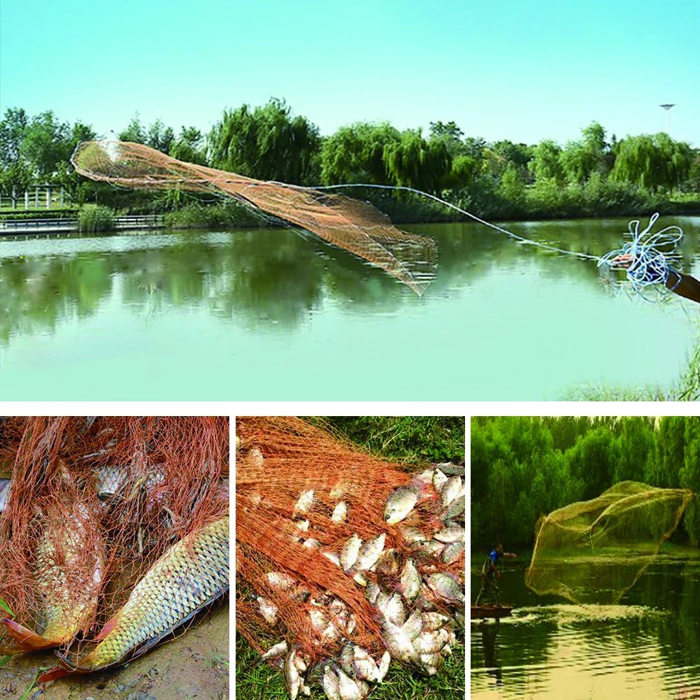 Filet de pêche en eau salée pour piège à appâts, filets de coulée à rayon de 3 pieds/4 pieds/5 pieds/6 pieds/8 pieds avec plomb en Zinc robuste, facile à lancer
