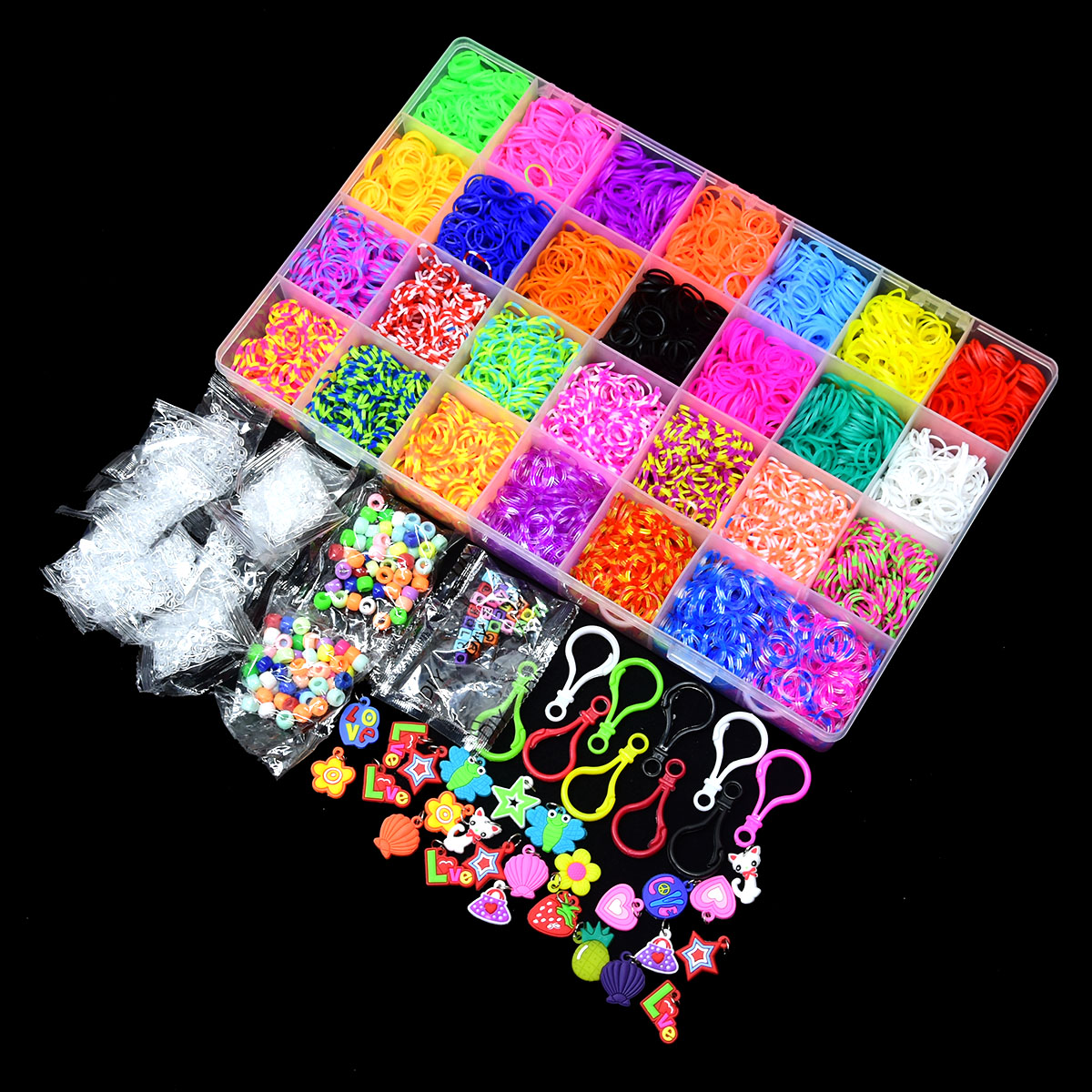 10000pcs Loom Rubber Bands Kits Beads Toys Set Hand Knitting Machine Handmade DIY Rainbow Weave Color Bracelet Girl