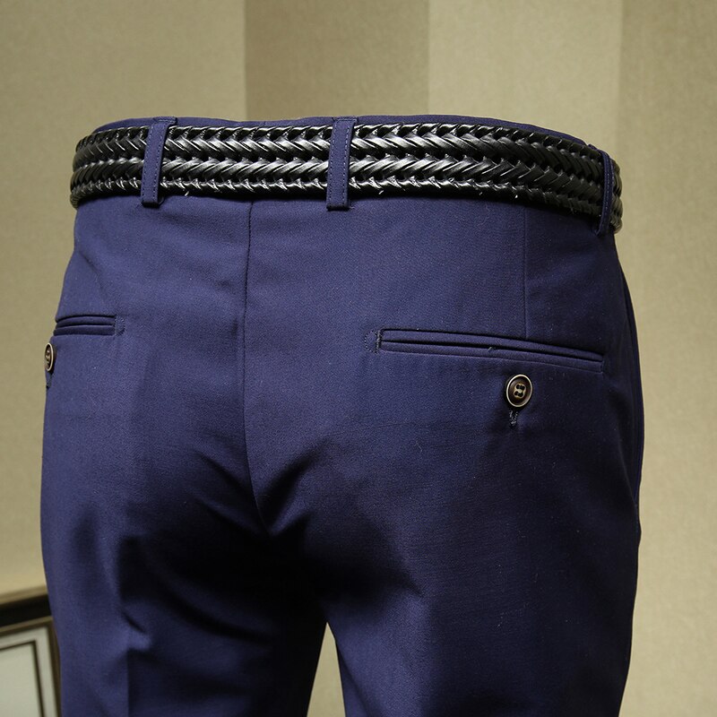 Heren dress broek diepe blauw pak broek formele broek voor mannen mannen kantoor broek slanke jurk broek voor mannen heren jurk past plus 36