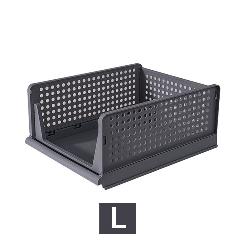 Wardrobe Storage Rack Stackable Closet Clothes Drawer Organizer Layered Partitions Finishing Shelf Bedroom Clothes Organizer: Gray L