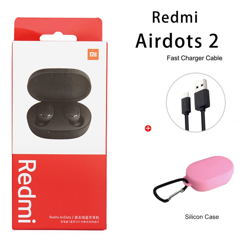 Xiaomi Redmi Airdots 2 Ohrhörer Wahre Drahtlose Kopfhörer Bluetooth 5,0 Headset Mit Mic Lade Kopfhörer In-Ohr stereo bass: Airdots 2 pink cable