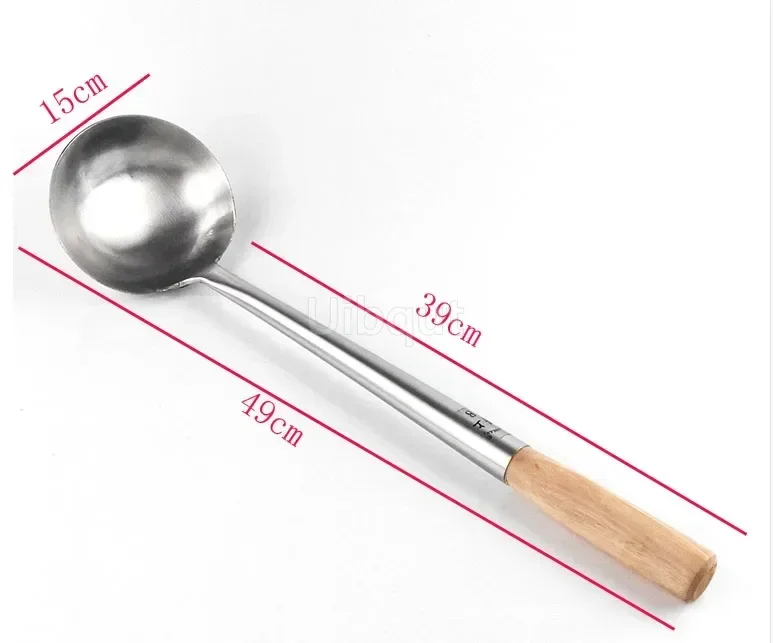 big long spatula shovel chef cooking cocina utensilios blade Kitchen Utensil Wooden Handle Stainless Steel Turner Soup Spoon wok