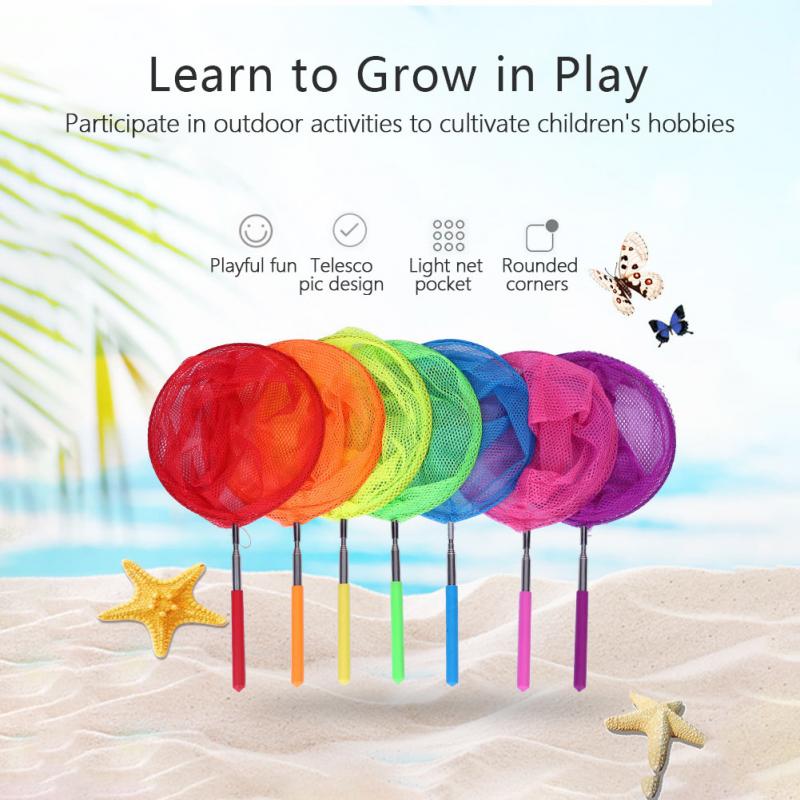 Kinderen Visnet Regenboog Strand Intrekbare Kids Vlinder Insect Catching Kleine Vis Vangen Netto Zomer Outdoor Speelgoed