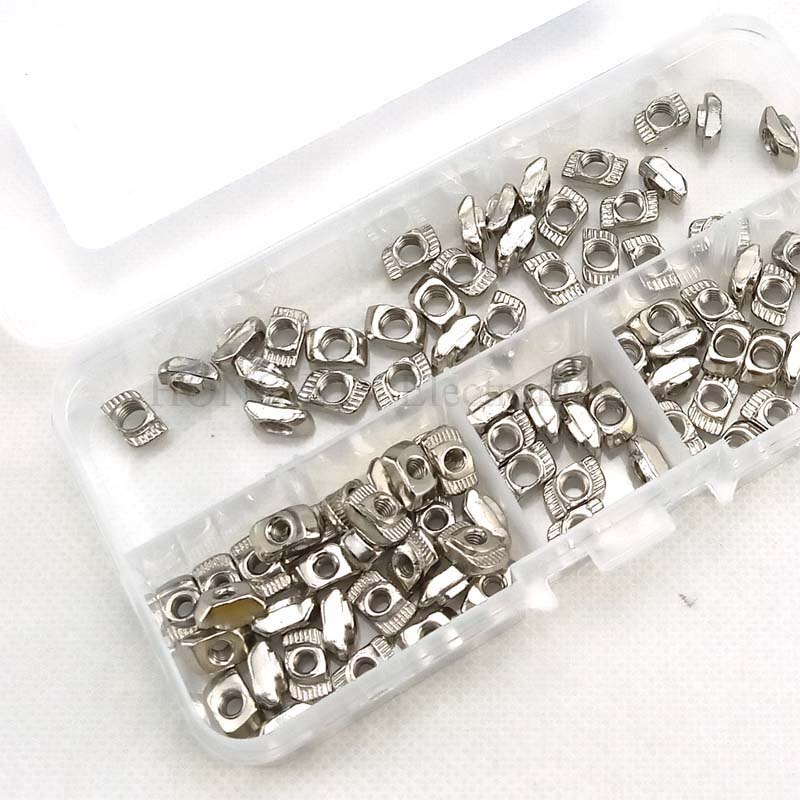 90 stk/sett  m3 m4 m5 t muttere sortimentssett karbonstål nikkelbelagt halvrund rull til tilbehør til aluminiumsprofil