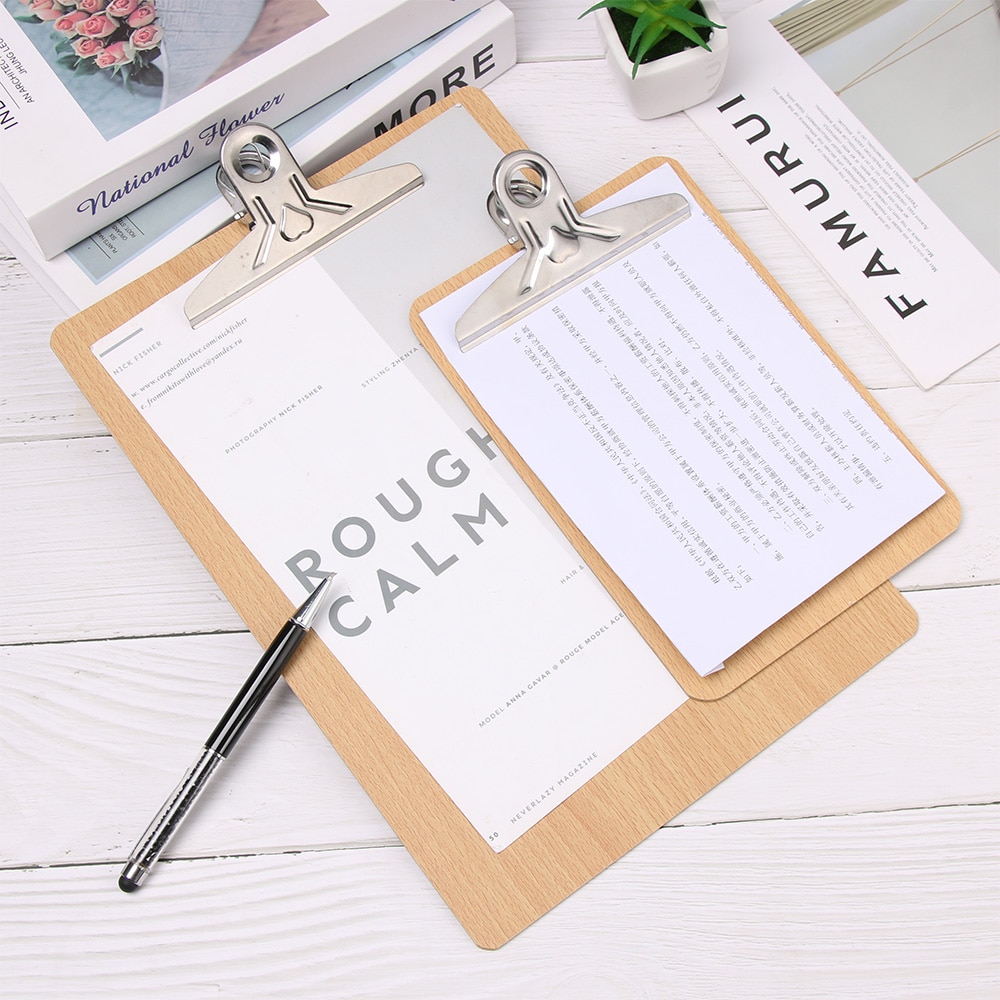 A4 A5 Wooden Clipboard Writing Sheet Pad Storage Clips Folders Board Office Stationery Note Pads Restaurant Hotel Supplies