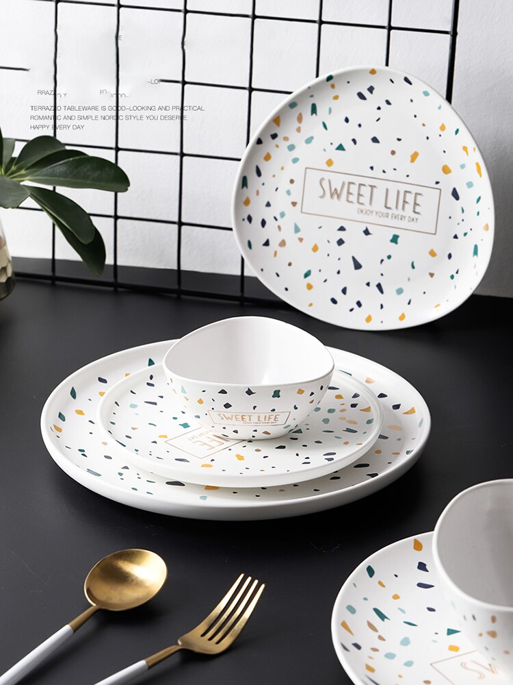 Luxury Serving Plates Set Kids Kitchen Modern Dinnerware Plate Sets Hospitality White Talerze Obiadowe Plates Dinner Serving