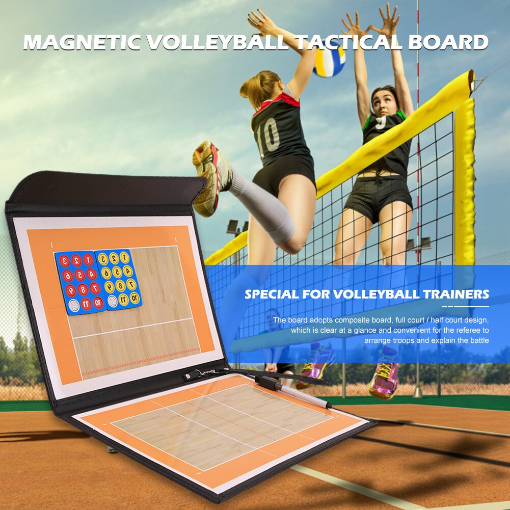 Magnetische Oefening Commando Board Magnetische Volleybal Coaching Boards Droge Wissen Met Lederen Cover Markers Pen