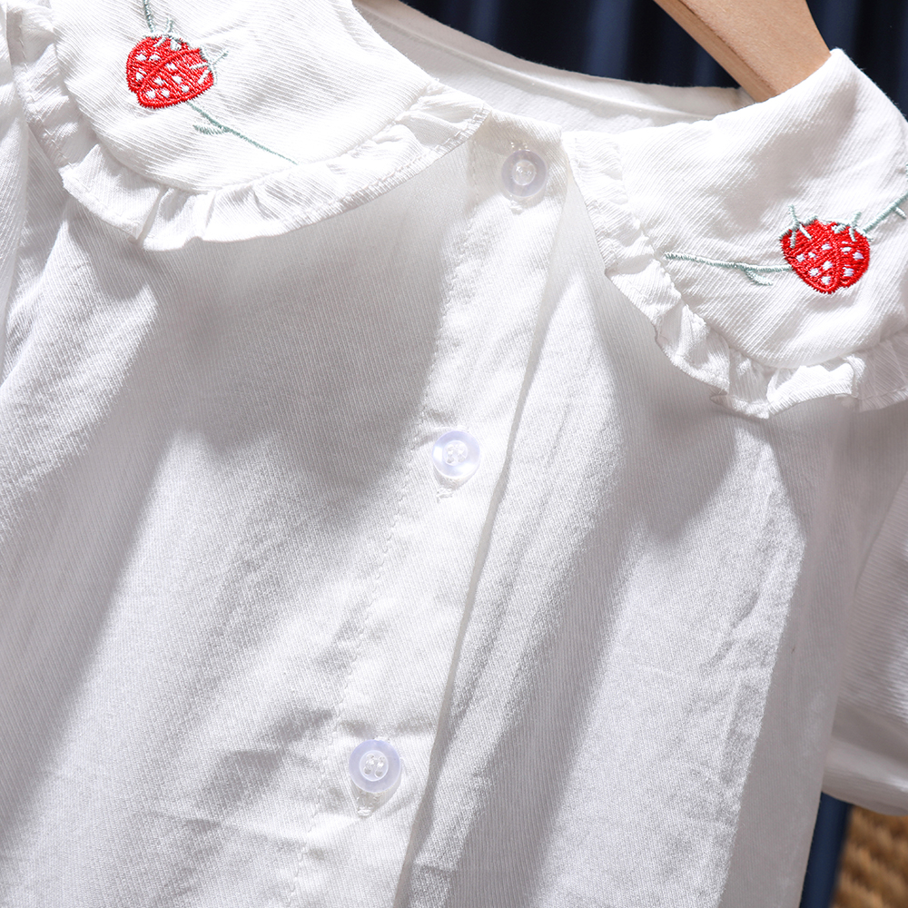 Camisas de princesa para niña, blusa con de fresa para bebé, Tops, ropa de algodón para niños de 1 a 6 años