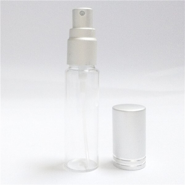 5 unids/lote 5ml 10ML 10ml botellas de aerosol de Perfume de Color muestra botellas de Spray botella rellenable botella de Translucence muestra botella de Perfume de aerosol: 5ML / Plata