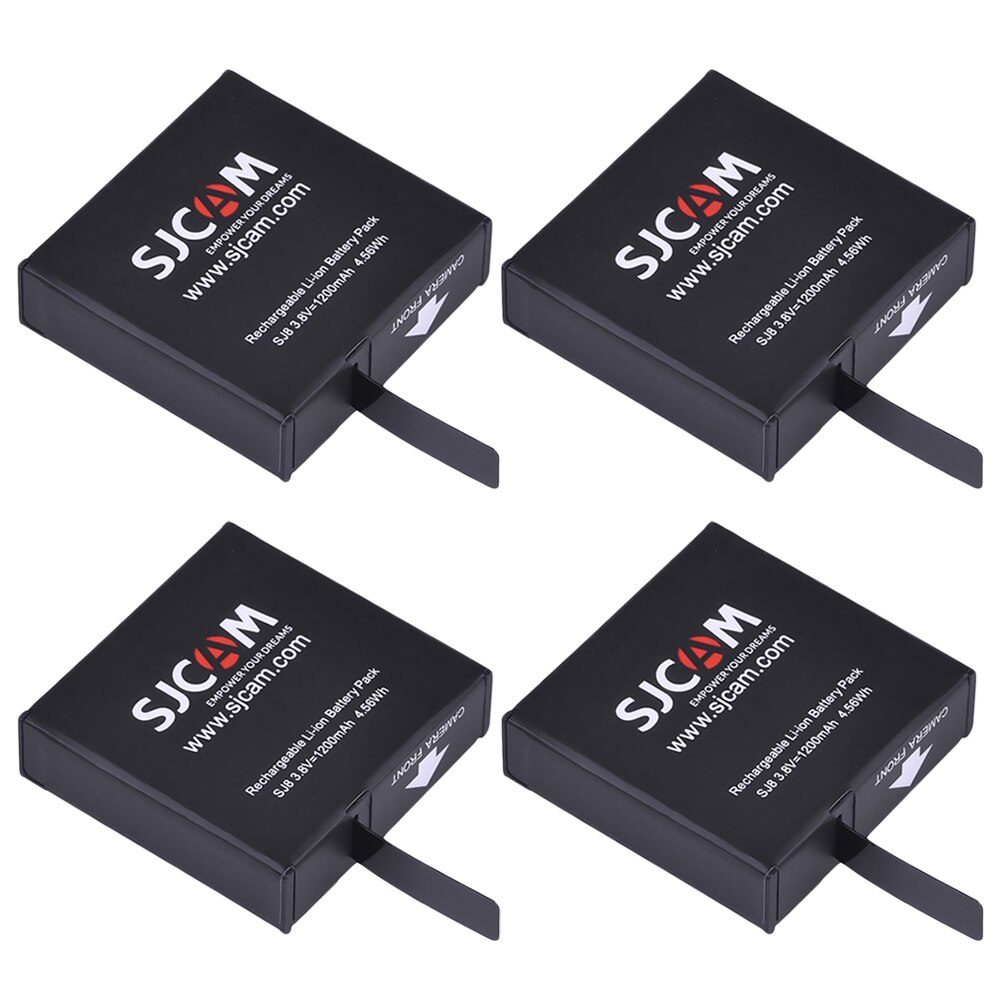 4 stk 1200 mah original sjcam  sj8 serie batteri + led 3- slots usb oplader til sjcam  sj8 pro  / sj8 plus  / sj8 luft action kameraer