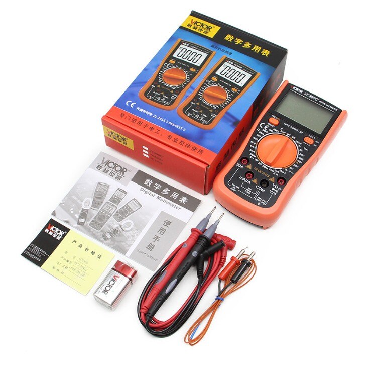 Digital Multimeter True RMS 2000UF Capacitor Multimeter Ammeter VC890C DC/AC 20A Temperature Measurement Tester