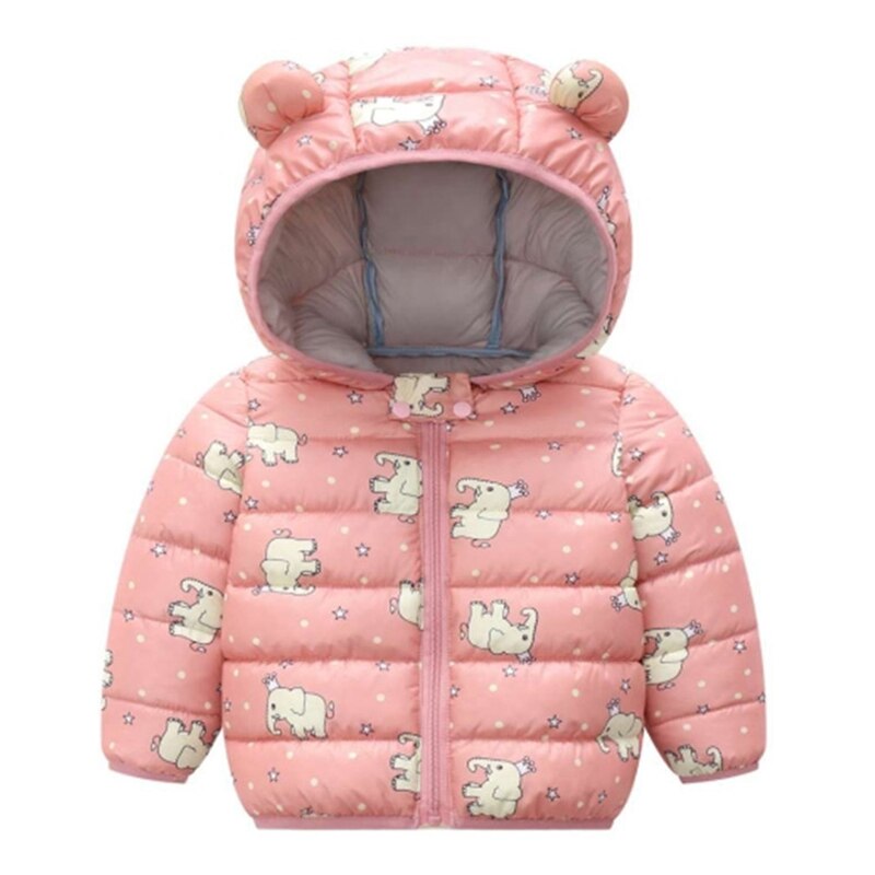 Jaqueta de algodão infantil, casaco com capuz, roupas infantis fofas para meninos e meninas de 0-4 anos e outono e inverno: pink / 4T