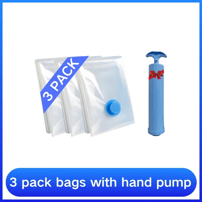 Vacuum Storage Bags Wardrobe Organizer Vacuum Seal Bag Space Saving Bags for Clothes Pillow Bedding Blanket Packaging Storager: L / Blue