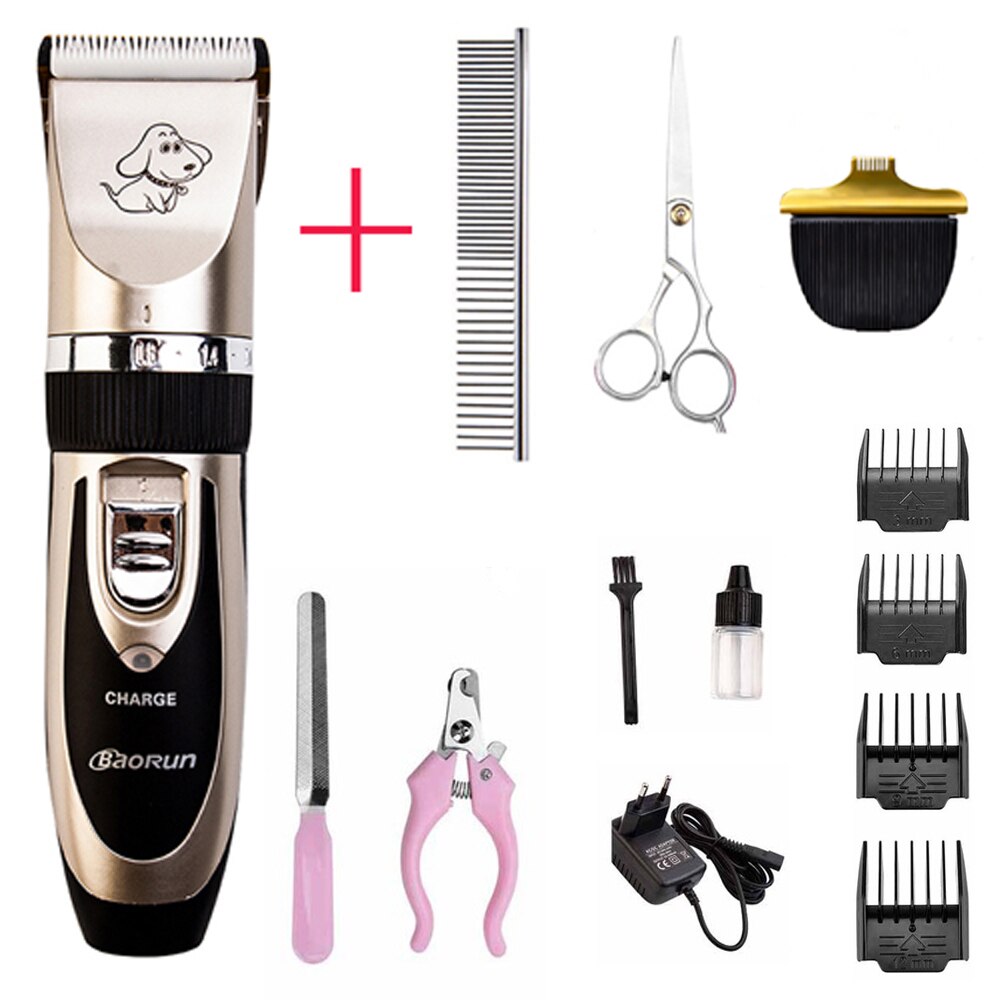Rechargeable Pet Cat Dog Hair Trimmer Grooming Kit Horse Electrical Clipper Shaver Set Haircut Machine: full kit B