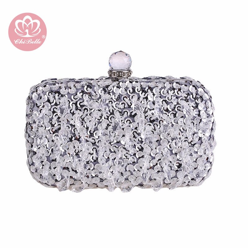 Chi Belle top luxury paillette shining extravagant evening clutch bag silk-stocking banquet bracelet trendy case wallet