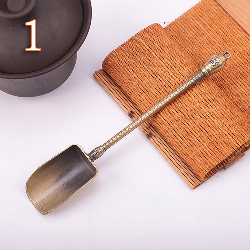 1pc Chinese Tea spoons Copper Tea Scoop Spoon Tea Leaves Chooser Holder Chinese Kongfu Tea Tools Accessories: N1