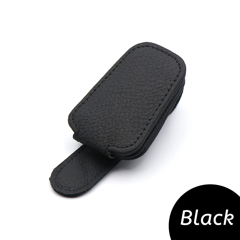 Pince à lunettes magnétique multifonction pour pare-soleil de voiture, pince à lunettes en cuir, porte-lunettes de soleil, cintre universel, accessoires intérieurs: Orange