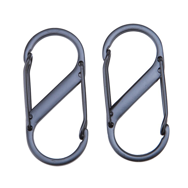 2 stuks karabijnhaken voor wandelen, klimmen, toeristische tenthaken, outdoor wandelhaken, rugzak, gesp, hanger, fleshaken: Zwart