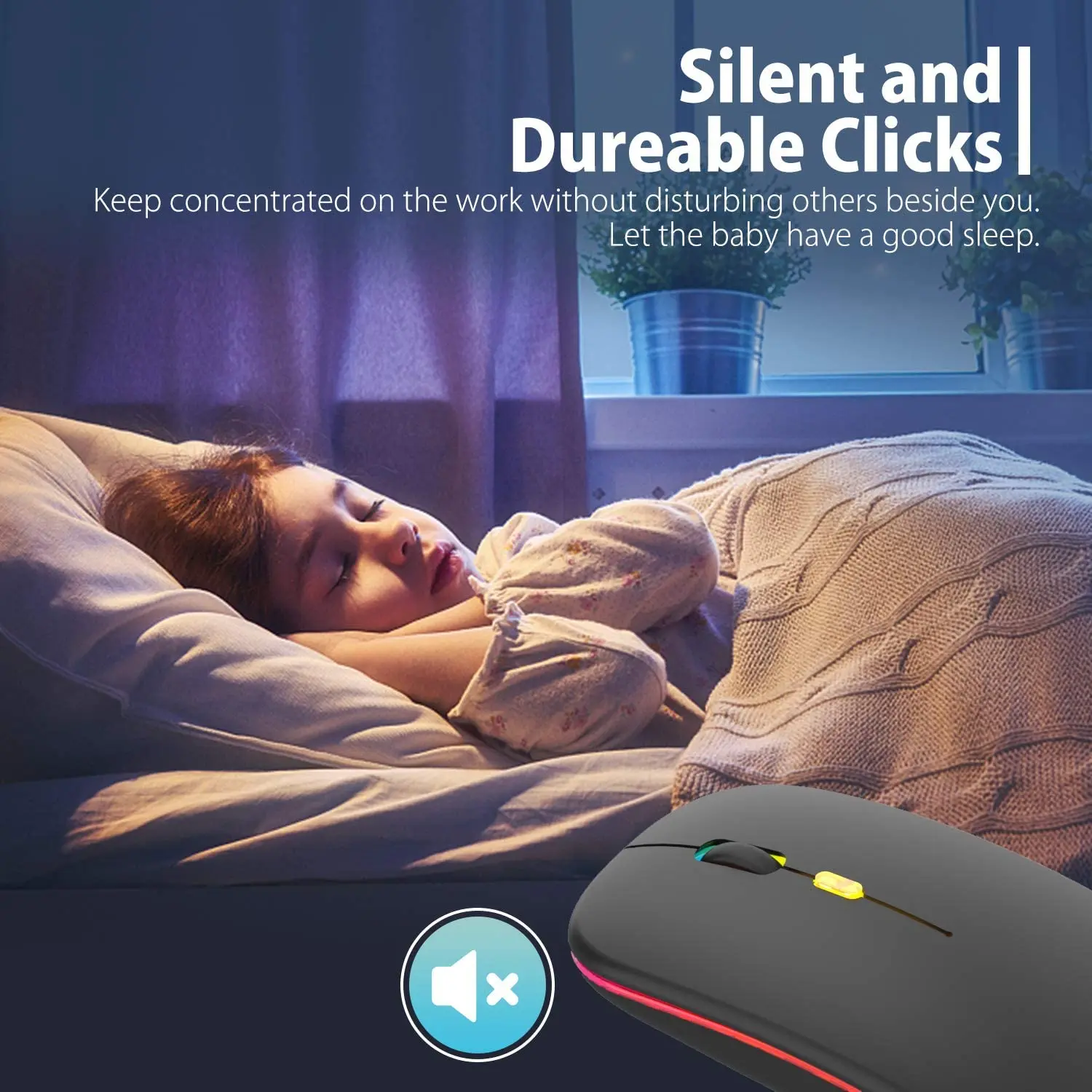 Wiederaufladbare kabellose Maus, bunte Hintergrundbeleuchtung, Mosue Silent Mute, Computerzubehör für Zuhause/Büro/Spiele