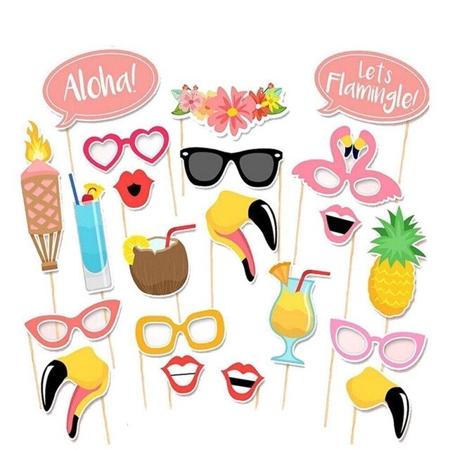 Hawaii Strand Mexiko Party Aha Foto Verkaufsstand Requisiten für Flamingos/Bachelorette Party Photobooth Hochzeit Dekoration Party Lieferungen: 21Stck