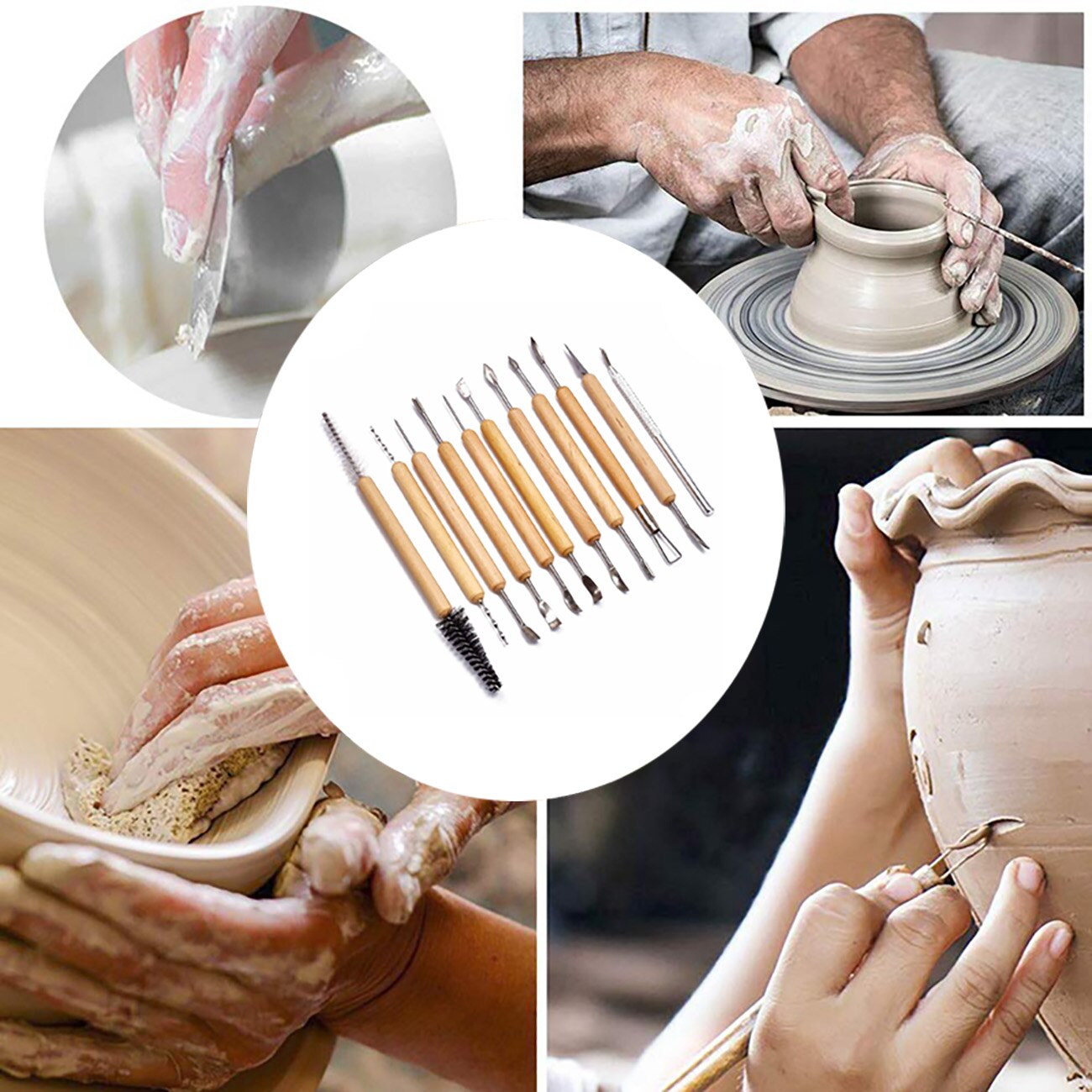 11pcs Clay Sculpting Kit Sculpt Smoothing Wax Carving Pottery Ceramic Tools Polymer Shapers Modeling Carved Art DIY Decor Set