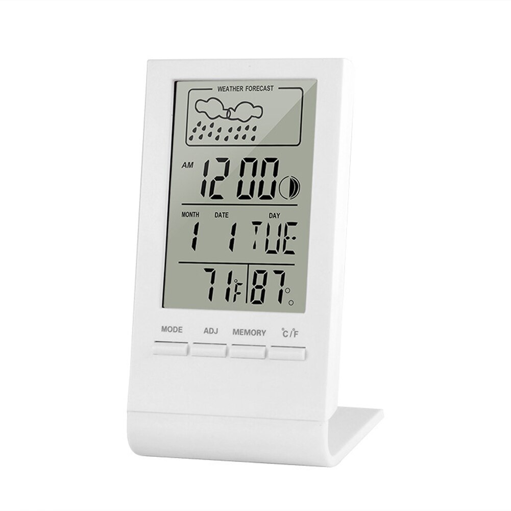 CX-220 Mini Digital Thermometer Hygrometer Indoor Temperature Humidity Meter Gauge Clock Weather Station Forecast Max Min Value: white
