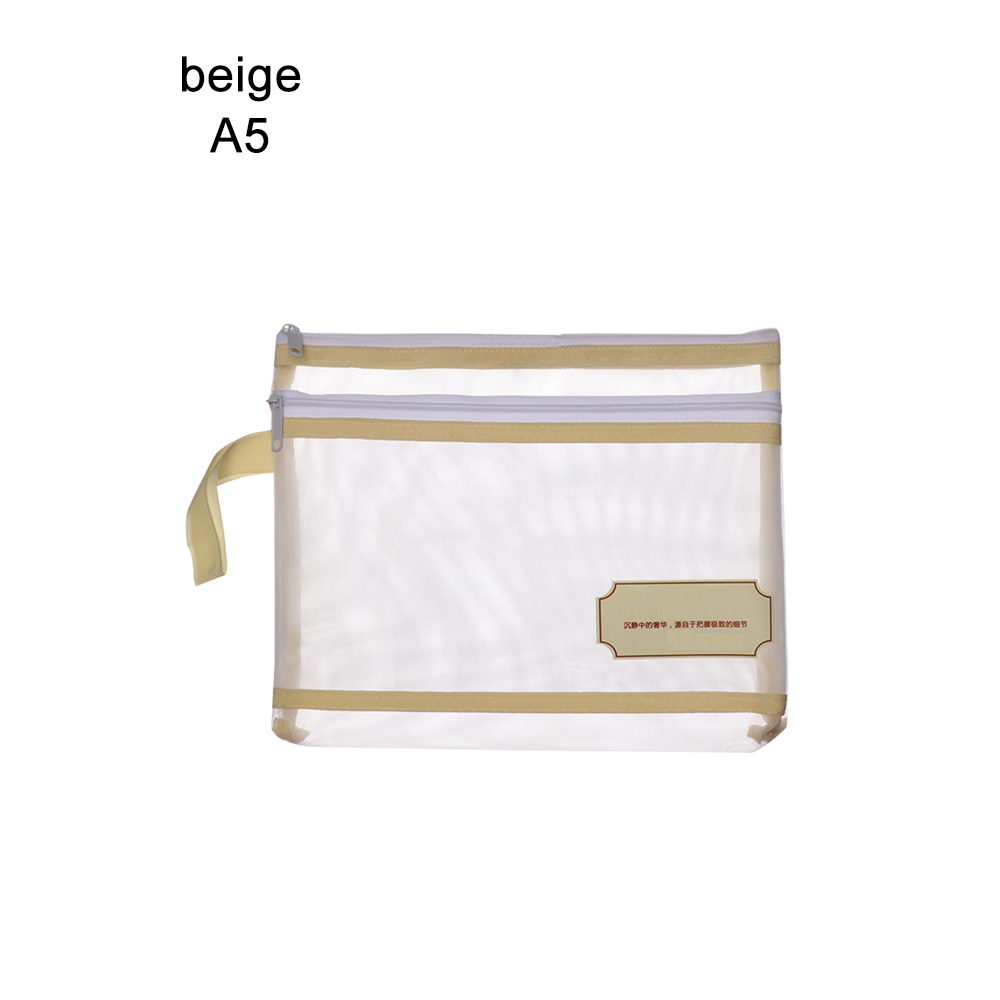1 PC A4/A5/A6 Nylon Mesh Document File Double Pocket Pencil Case Zipper Notebook Bag Office Stationery Storage
