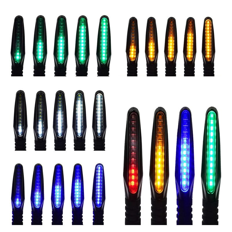 2 stk flytende led motorsykkel blinklys sekvensielle blinklys blinklys fleksibel bøyelig gul lyslampe
